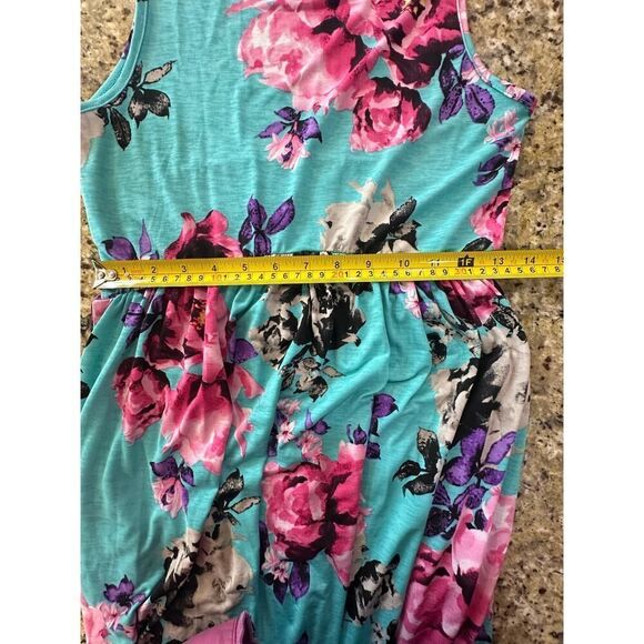 VINTAGE 90’s USA Made Floral Sleeveless Maxi Dress Medium BOHO Fairy Tropical - Picture 13 of 16